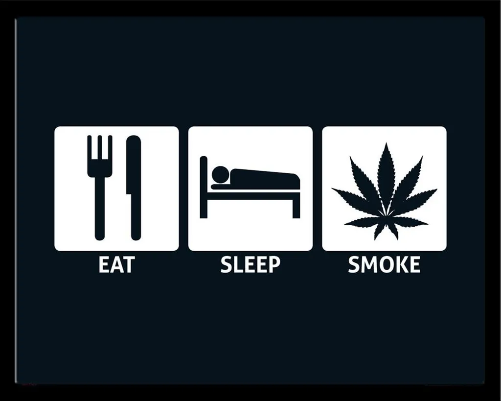 Cornice Shinsuke® + Poster Smoke Eat Sleep | Design Nero MDF 40x50