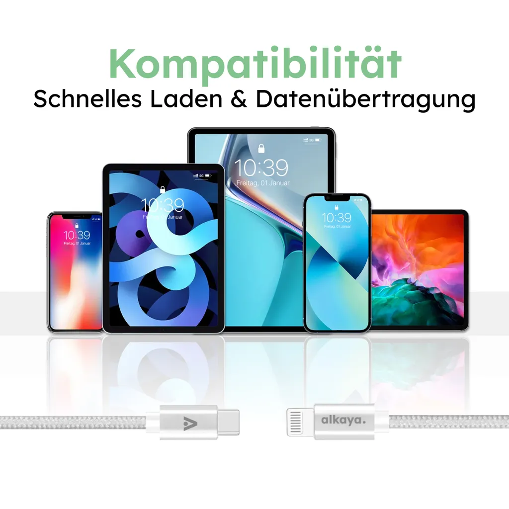 Câble Lightning vers USB-C de 2m pour iPhone et iPad Speed Flex blanc - 5