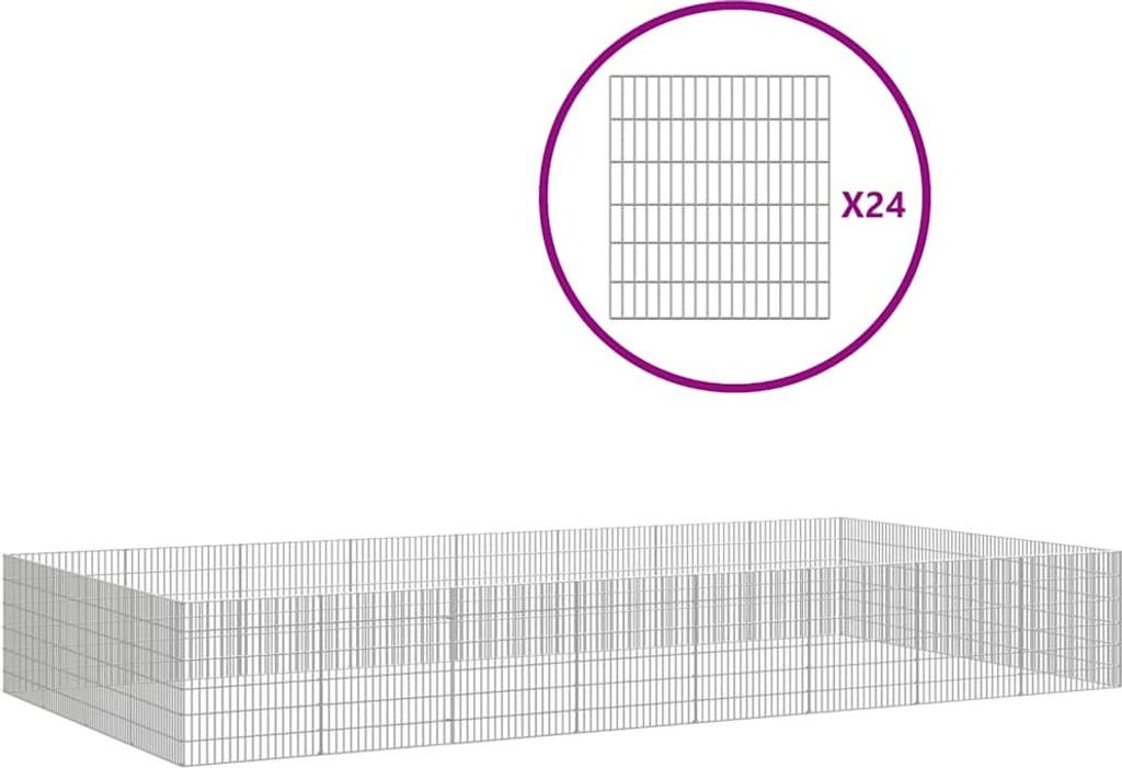 vidaXL Výbeh pre voľný výbeh 24-dielny 54x60 cm Pozinkované Obrázok produktu 