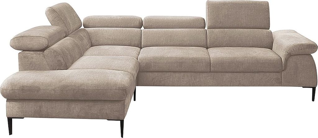Großes linkes Ecksofa aus beigem Velours - SEPINA by Pascal Produktbild 