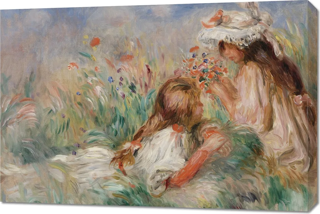 Quadro 90x60 cm Ragazze nell'erba, Pierre-Auguste Renoir per il Salone