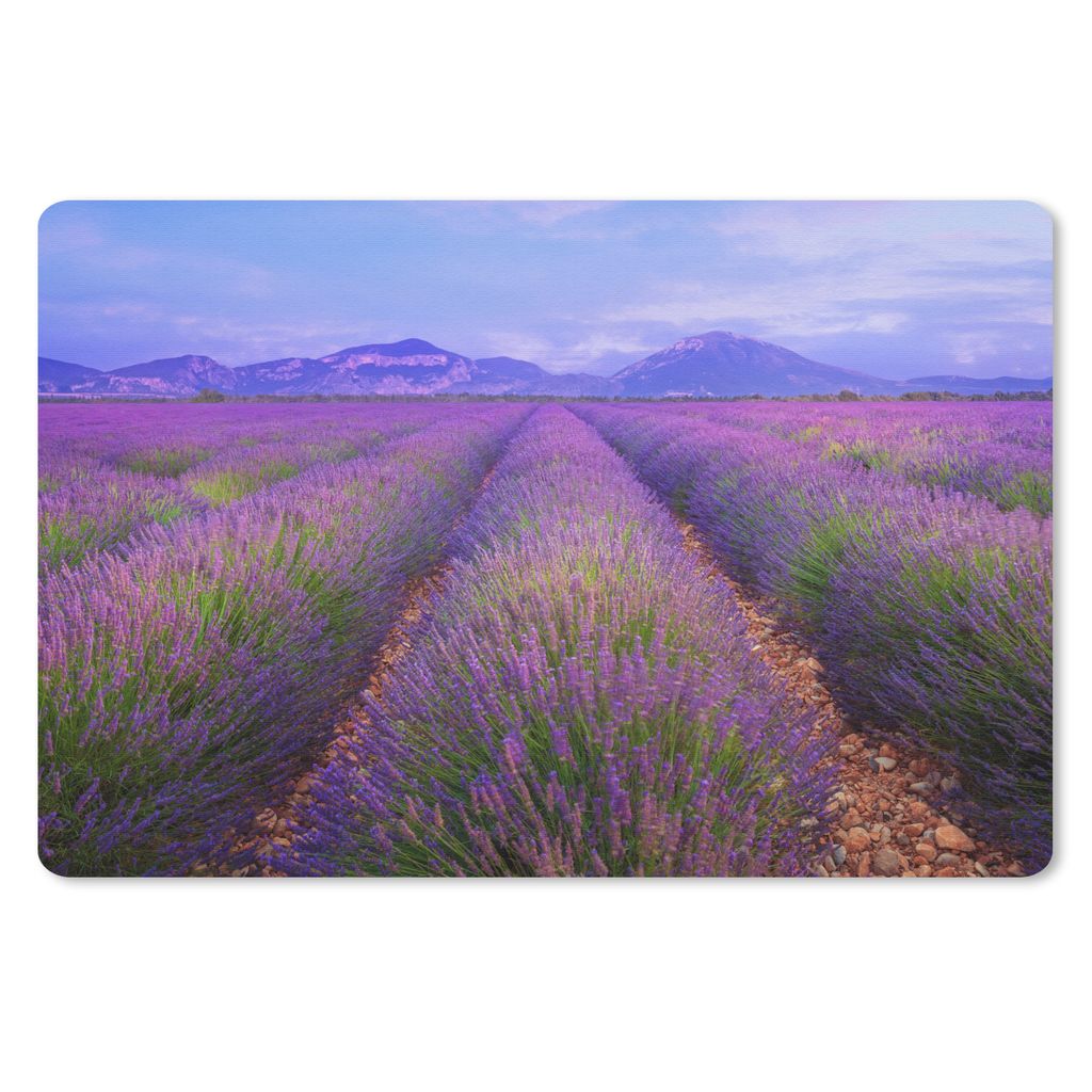 MuchoWow Mauspad Mousepad Reihen von Lavendel vor Bergen 27x18 cm - Mousepads - Maus Mat - Pad - Mausunterlage - Büroartikel - Desk Matten