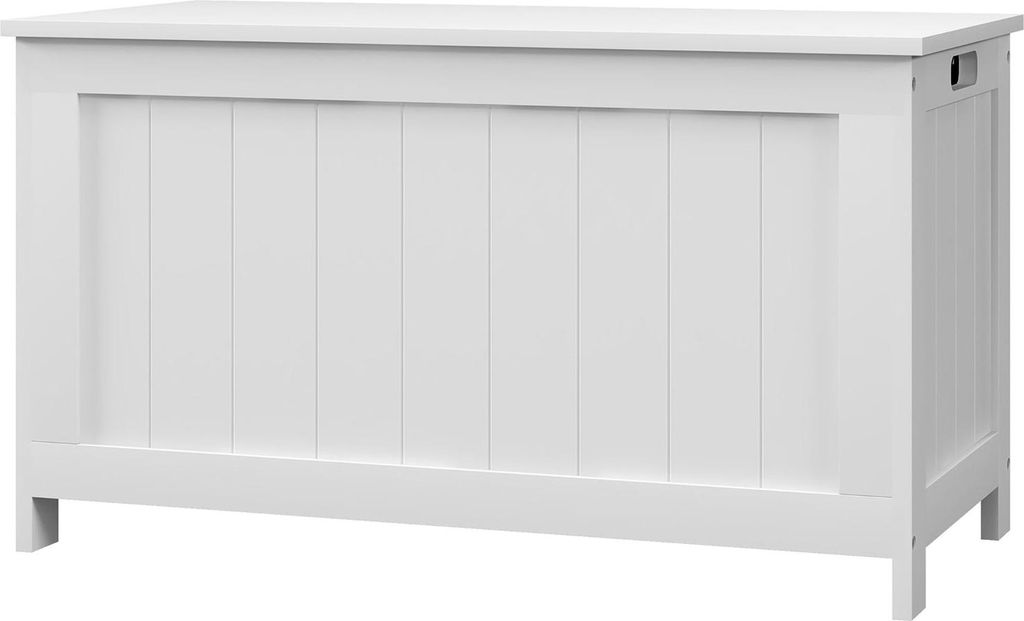 Truhe, Aufbewahrungsbox, Auflagenbox Mit Griff, Gerätetruhe Mit Deckel, Für Wohzimmer, Schlafzimmer, Weiß, 81 X 40 X 46 Cm