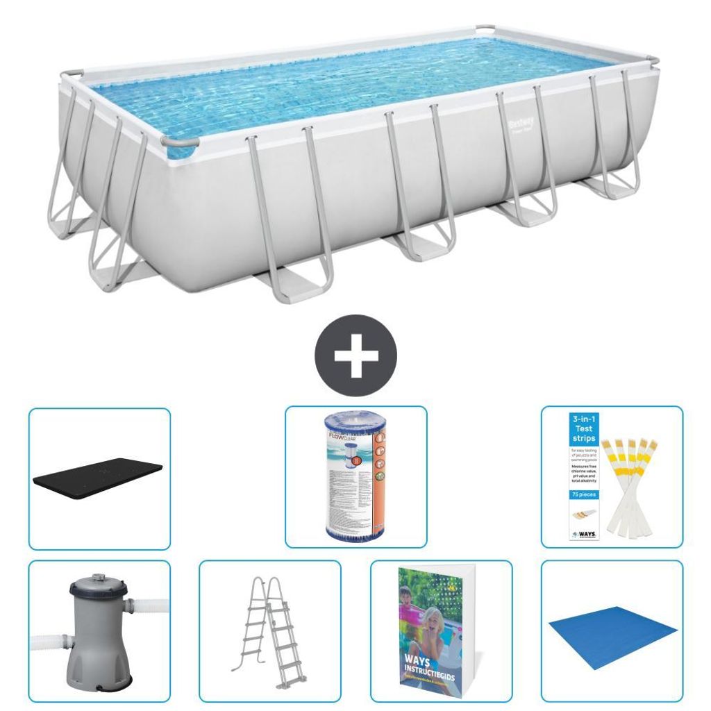 Bestway Power Steel Rechteckig - 488x244x122 cm - 8-teilig S594