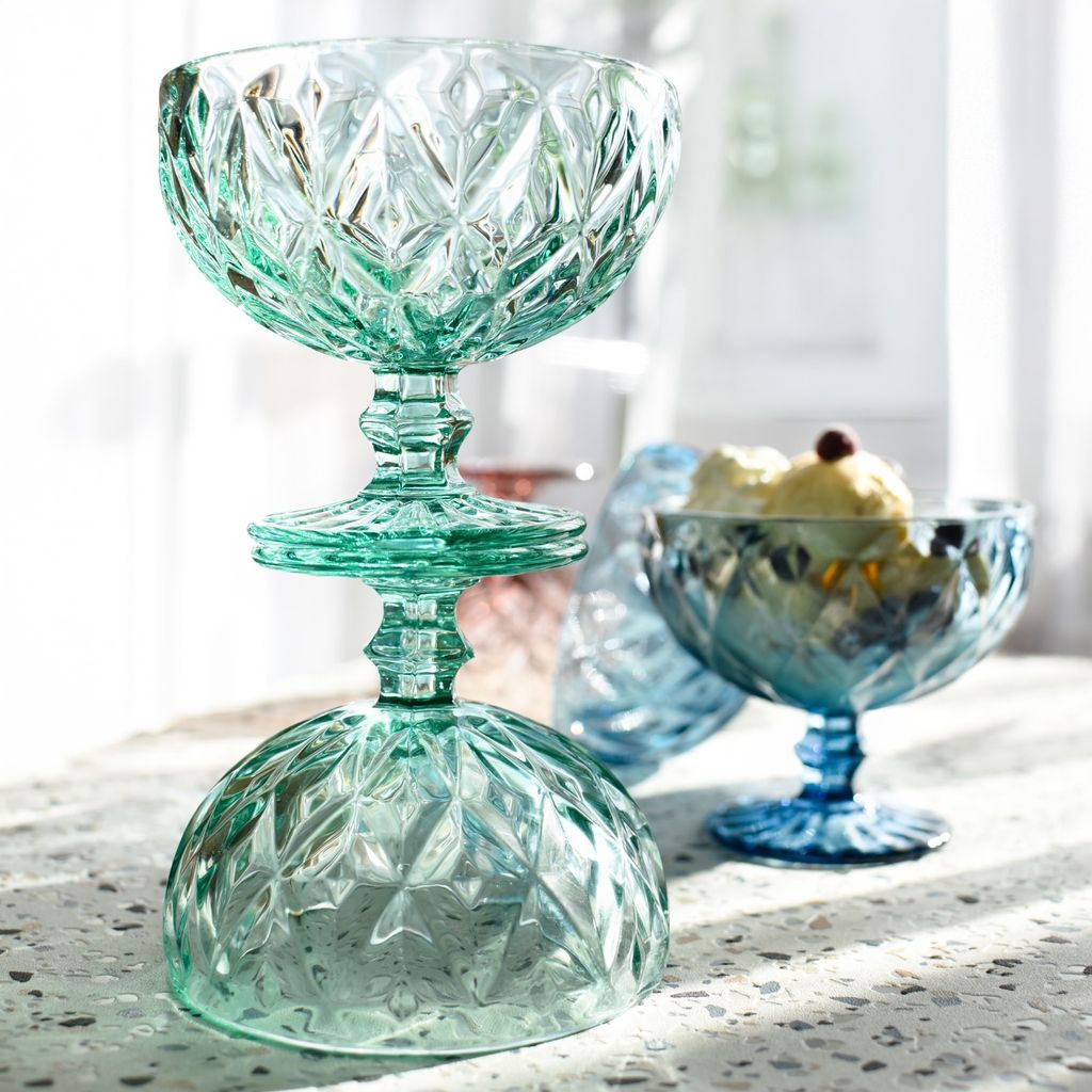 Joeyan 250ml Bicchieri Acqua Verde in Rilievo Floreale - Set di 6 Tazza