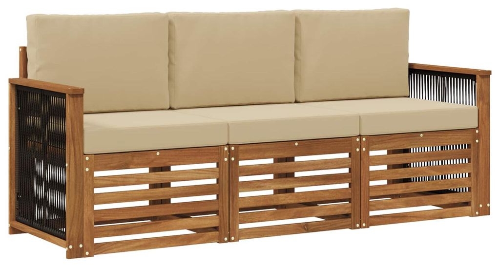 vidaXL Sofagarnituren mit Kissen 3 pcs Massivholz Akazie