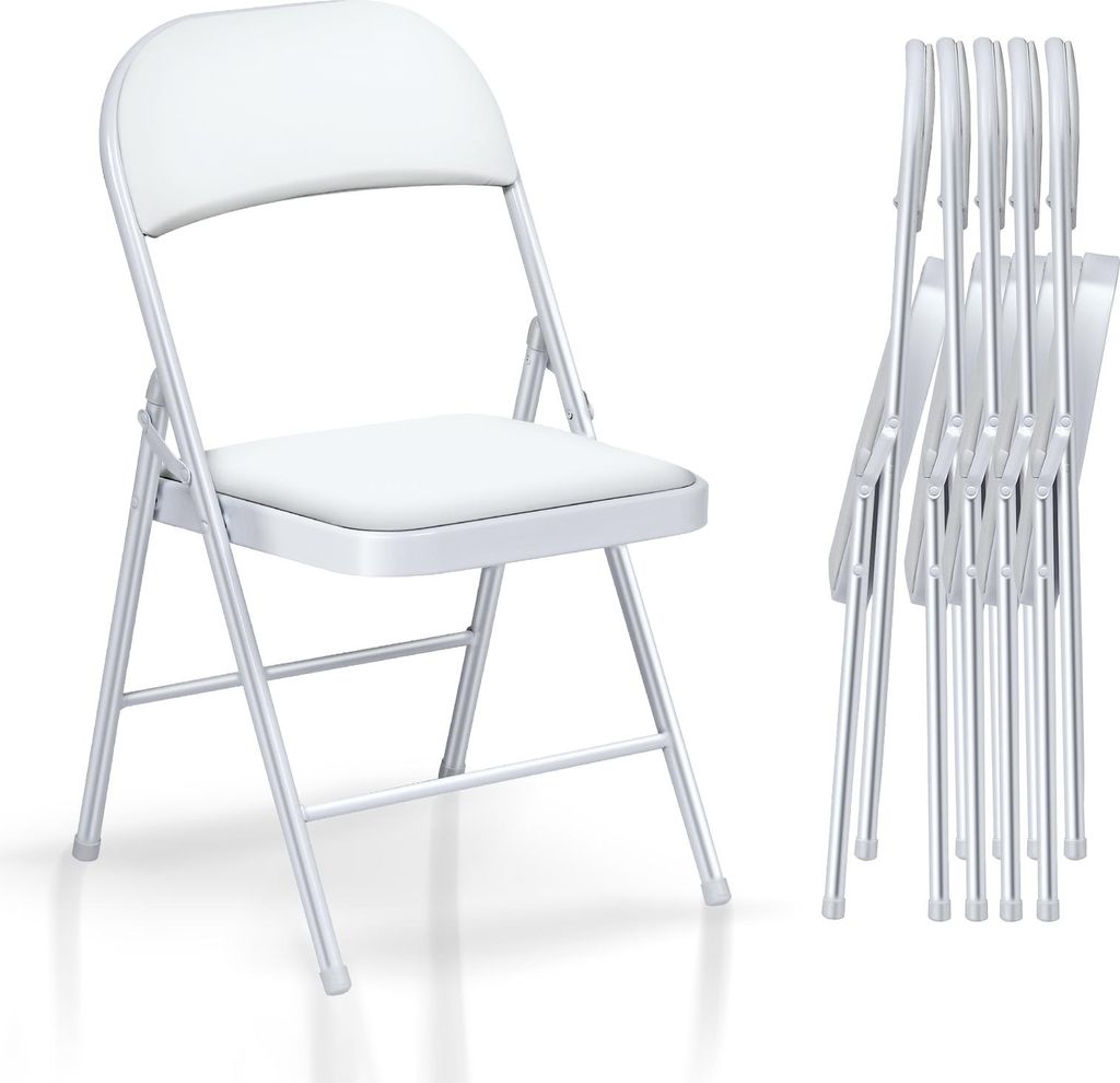 Klappstuhl 6er Set mit gepolsterten Sitzen bis 158KG- Produktbild 