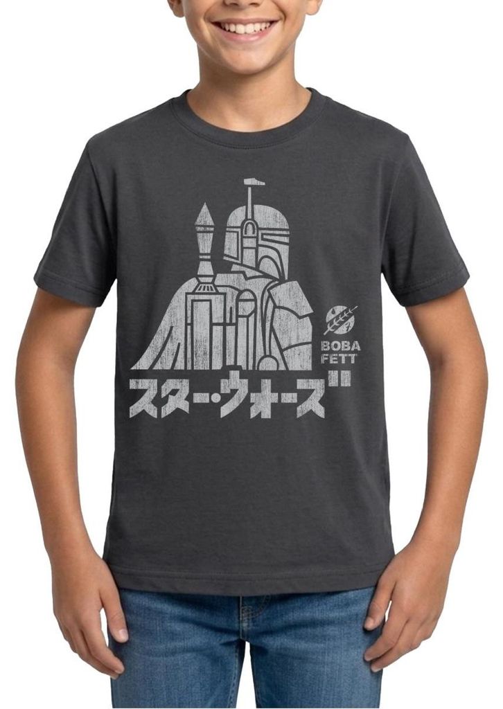 Star Wars: Mandalorian Boba Fett Teenager T-Shirt, 152/164 (12-14 Jahre), Dunkelgrau