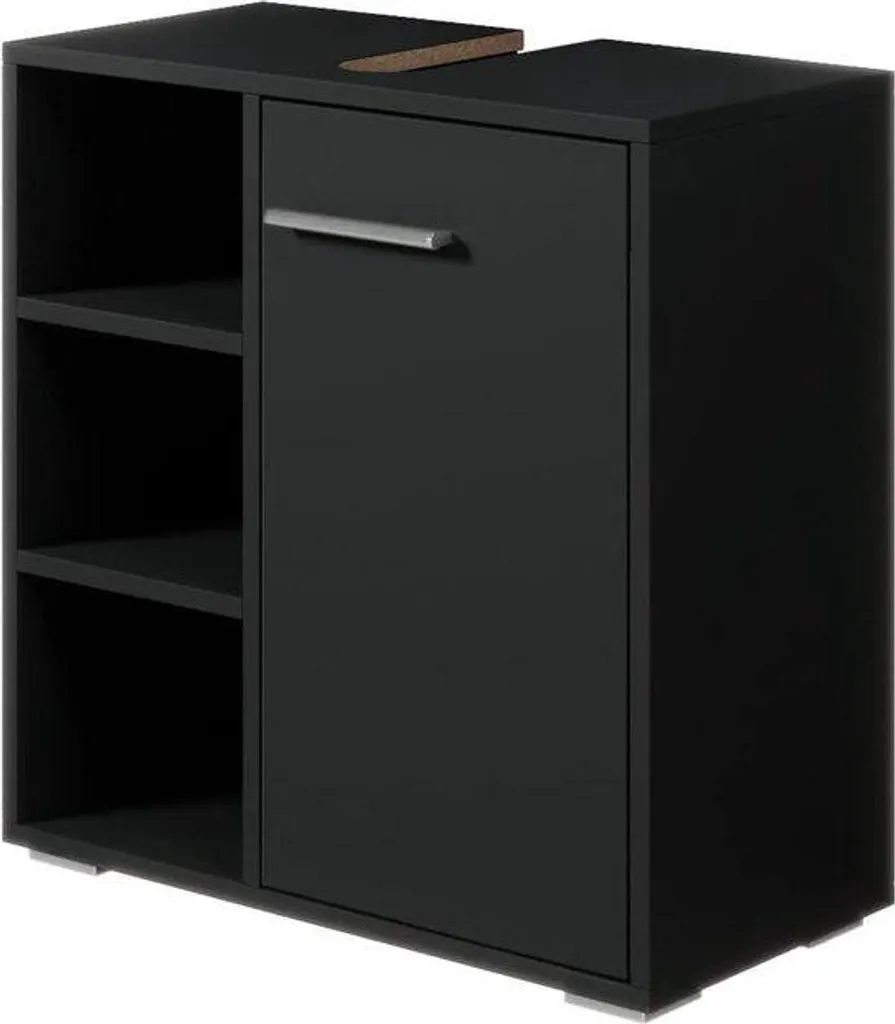 Meuble bas noir pour salle de bain 60 cm - Organiseur sur pied gain de place