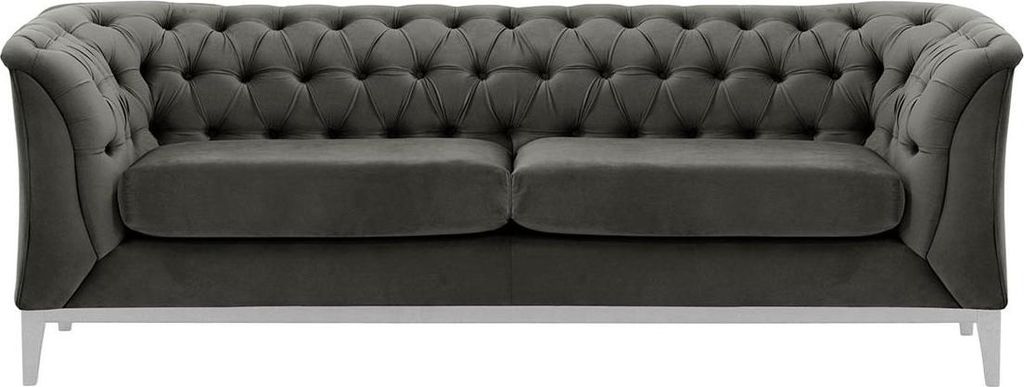 2,5-Sitzer Sofa Chesterfield Modern Wood aus medizinischem Schaumstoff-Velluto 19-white