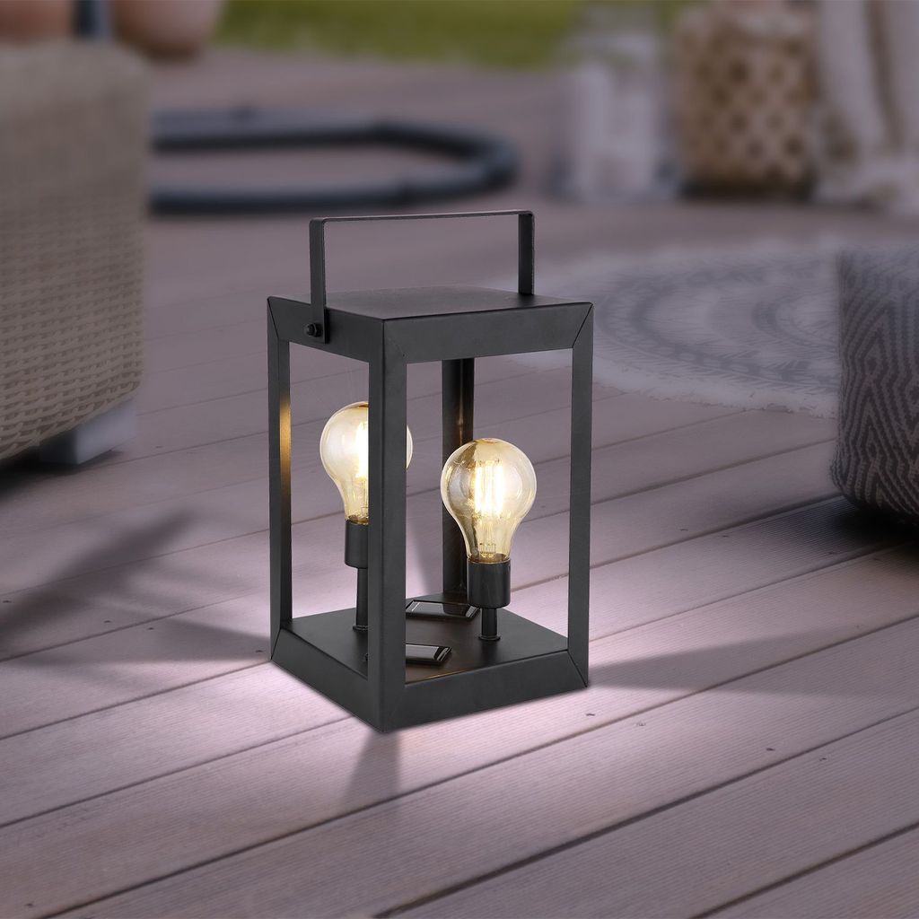 Globo LED Solarleuchte Laterne schwarz warmweiß Produktbild 