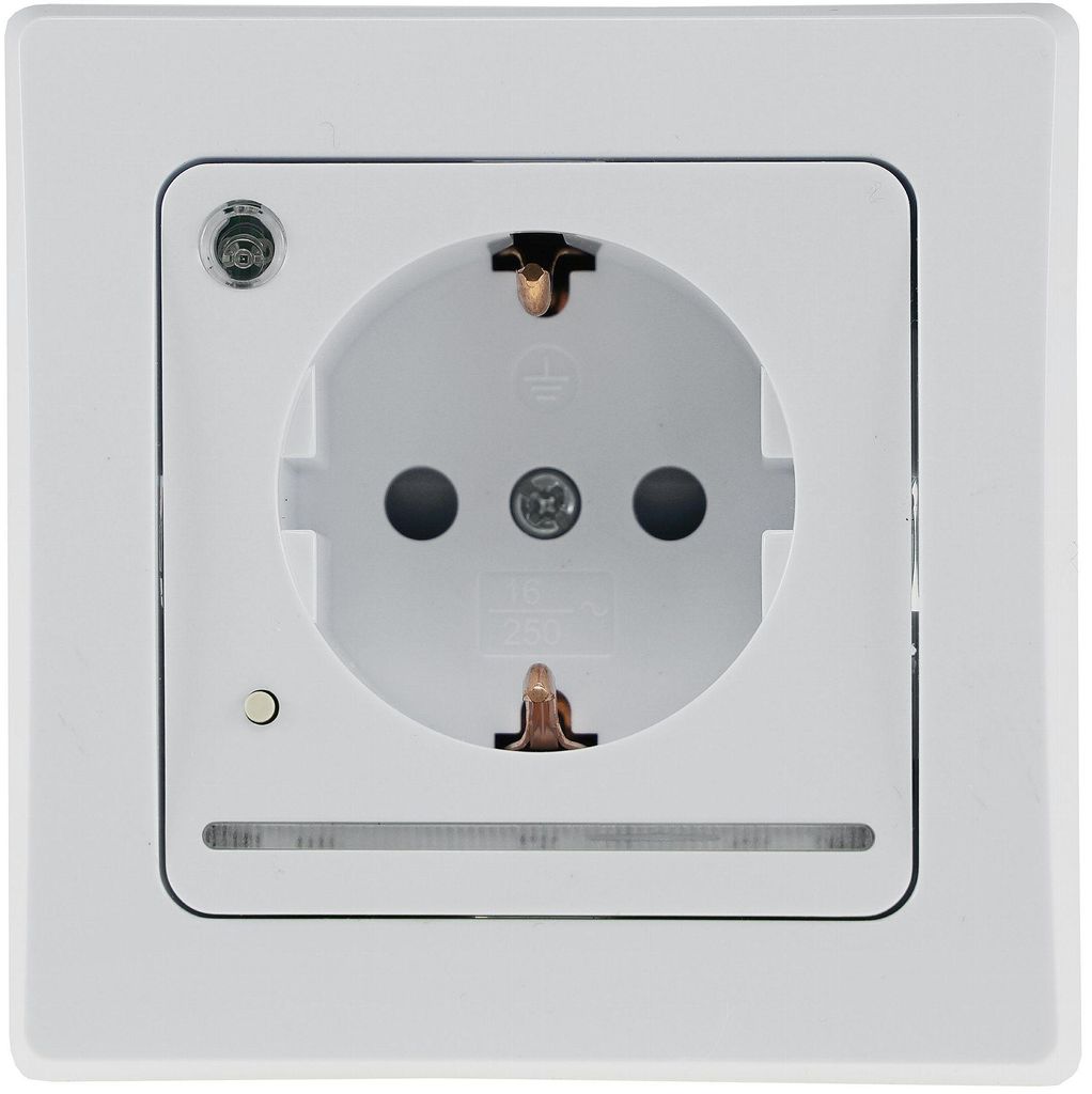 DELPHI Schutzkontakt-Steckdose mit LED weiß, 250V/ 16A, Produktbild 