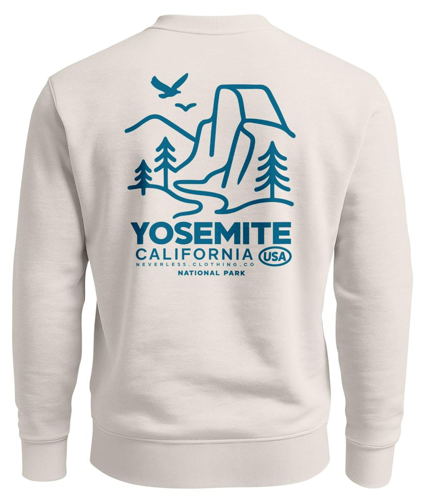 Sweatshirt Herren Pullover mit Backprint Yosemite California Naturmotiv National Park Graphic Outdoor Fashion Streetwear Neverless