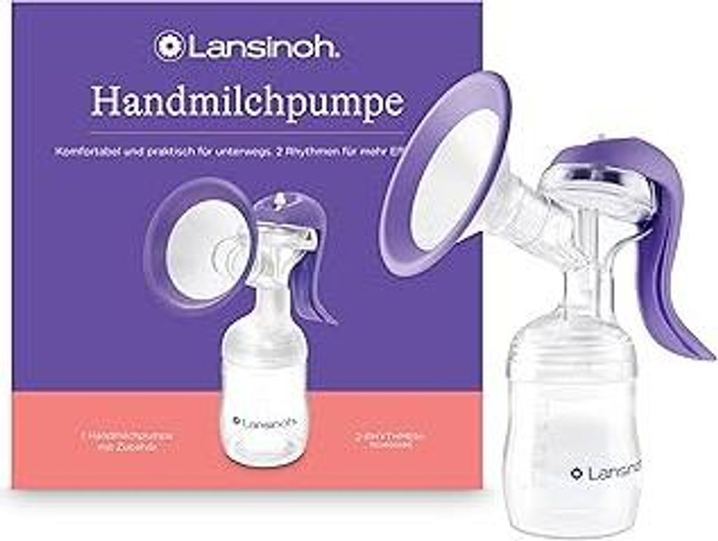 Lansinoh Handmilchpumpe - leichte und leise Milchpumpe für unterwegs - mit Easy-Express Griff für müheloses Pumpen - einstellbare 2-Rhythmen-Tec...