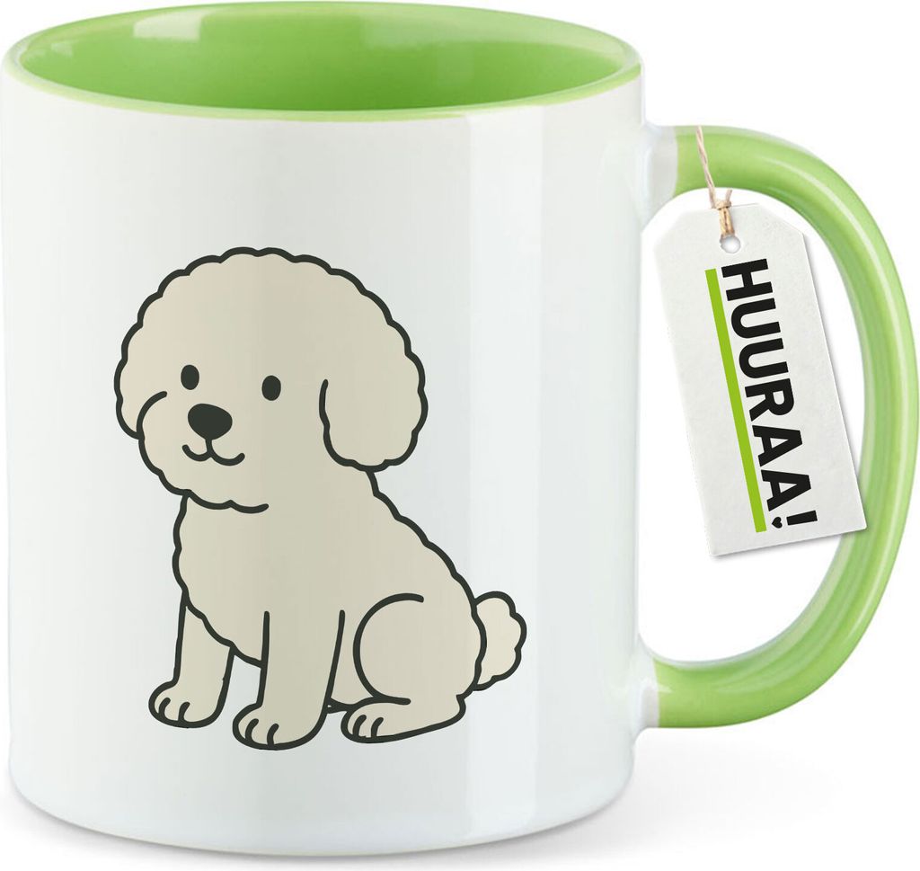 Huuraa Kaffeetasse Bichon Frisé Comic Bichie 330ml Grün Keramik Kaffeebecher Geschenkidee