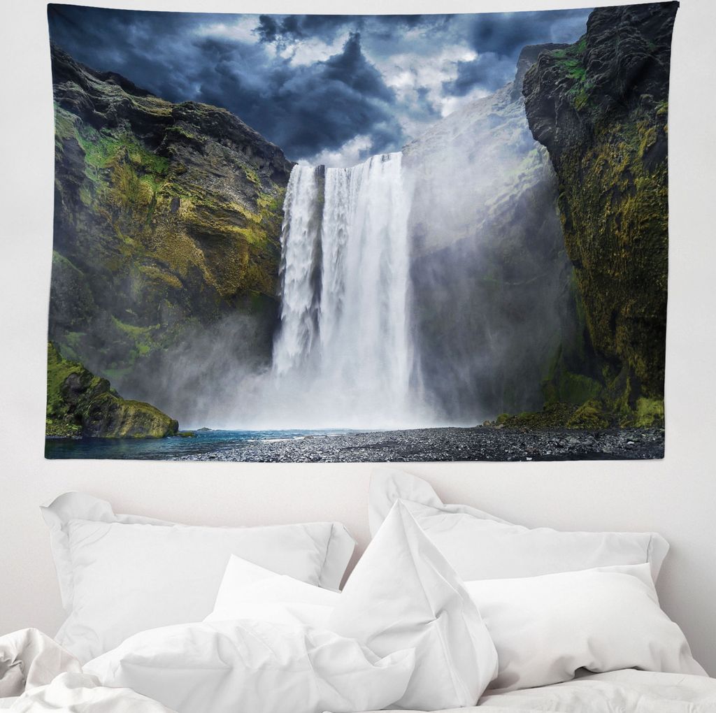 ABAKUHAUS Landschaft Wandteppich, Amerika Cliffs Szene aus Weiches Mikrofaser Stoff Waschbar ohne Verblassen Digitaldruck, 150 x 110 cm, Grün Wei...