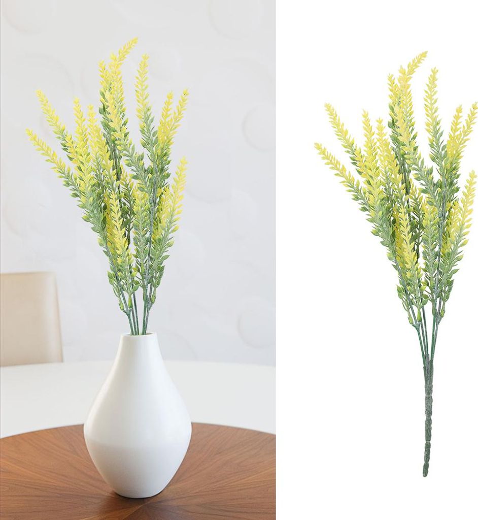 25 Köpfe Hochzeit Künstliche Blumen Lavendel Fake Brautstrauß Party Home Decor (Gelb)