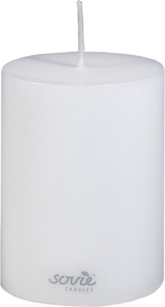 Sovie CANDLES Stumpenkerze in Weiß Ø 70 mm x H 100 mm, Brenndauer ca. 52 Std. - 12 Stück