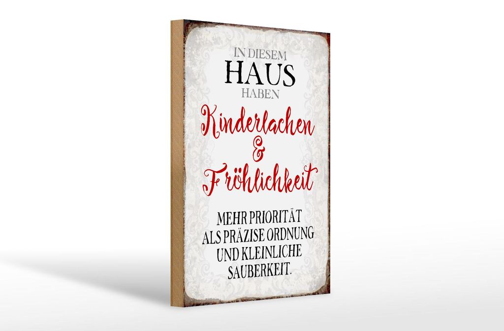 Holzschild Spruch 20x30cm in diesem Haus Kinderlachen