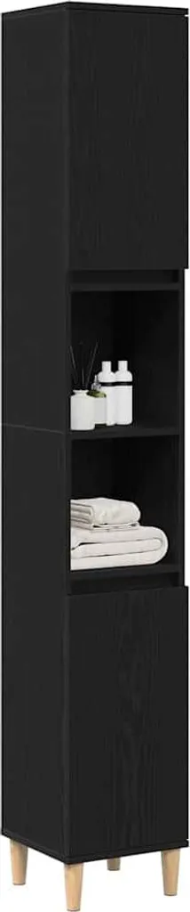 Mobile Bagno Colonna Rovere Nero 30x30x190 cm - Maison Exclusive - 3