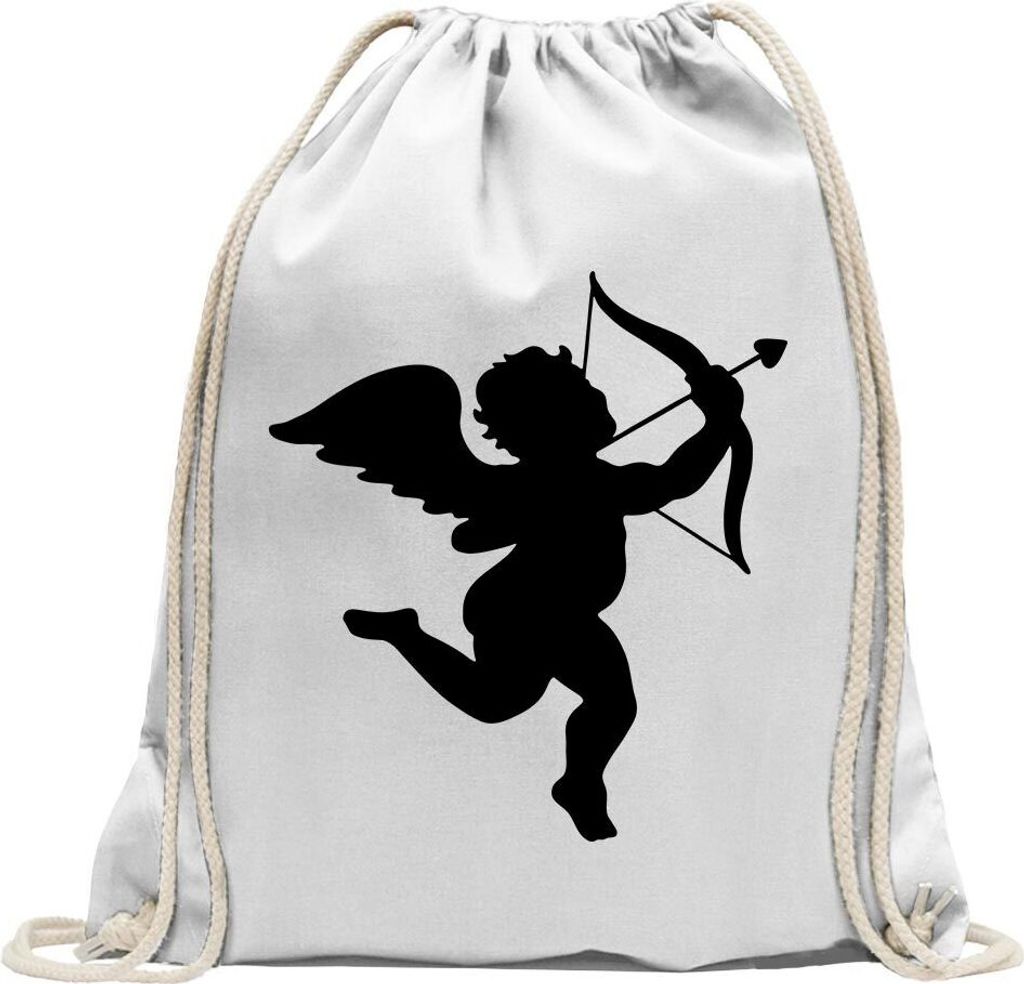 Kiwistar - Turnbeutel - weiss - Engel Profil - Liebesengel - Amor - Fun Rucksack Sport Beutel Gymsack Baumwolle mit Ziehgurt