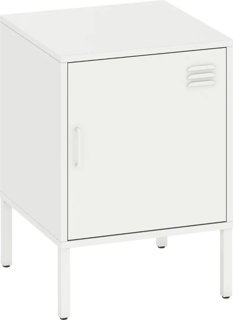 Table d'appoint polyvalente en métal blanc - Étagère ajustable Série B
