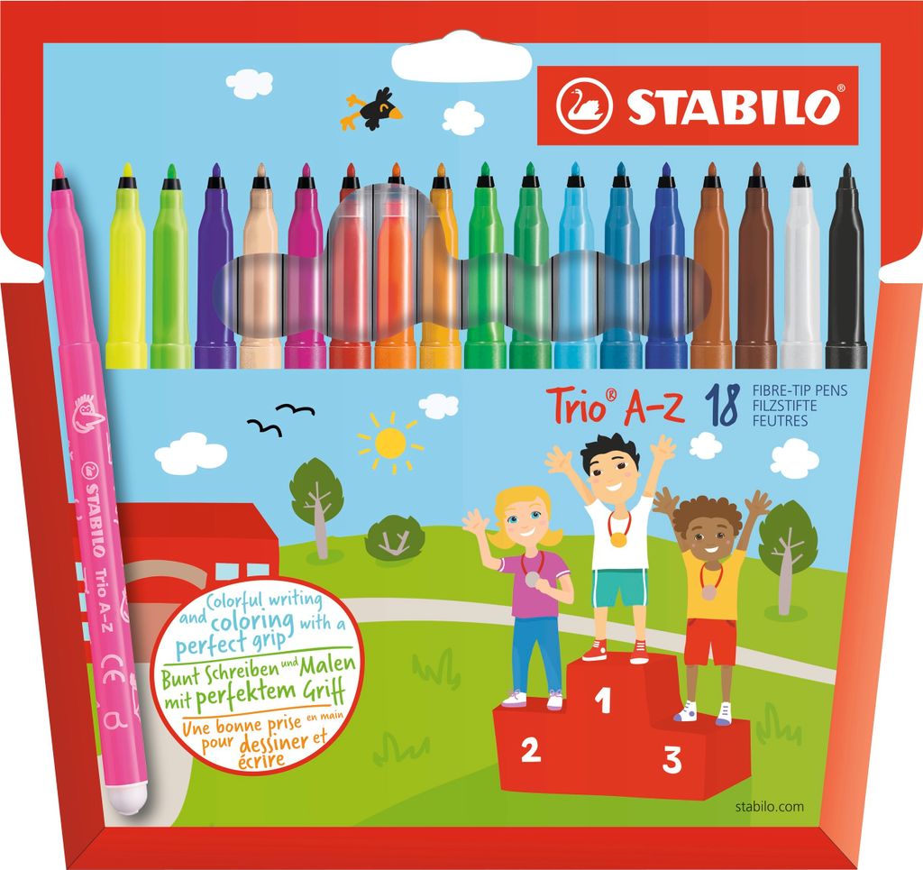 Filzstift - STABILO Trio A-Z - 18er Pack - mit 18 verschiedenen Farben