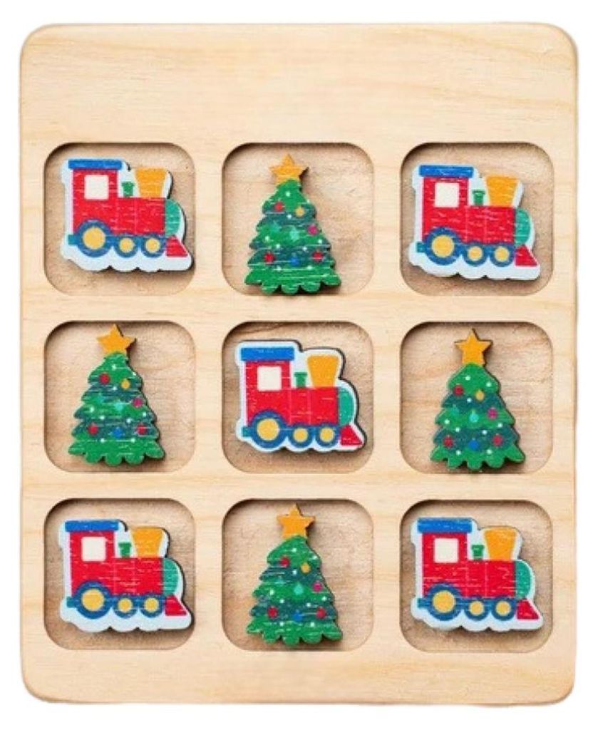 Weihnachts-Holzspiel mit Weihnachtsmann, Schneemann, Rentier und Baumfiguren für 2 Spieler – Mini-Schachbrett, Puzzle-Spielzeug, Partyspiel, kla...