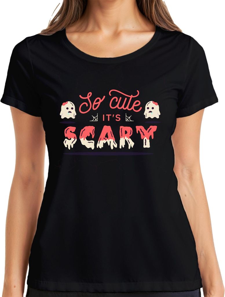 So Cute It's Scary Halloween Geist Niedlich Grusel Geschenk Spuk Damen T-Shirt, Schwarz, XXL