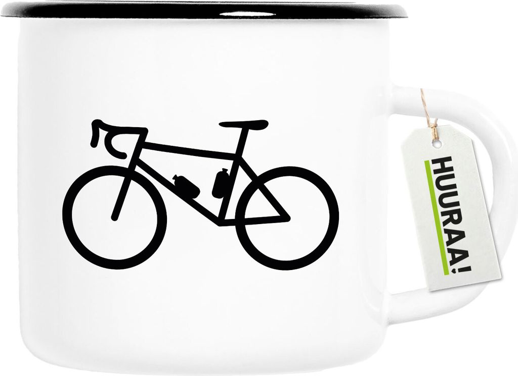Huuraa Emaille Tasse Bike Fahrrad 300ml Vintage Campingbecher Geschenkidee