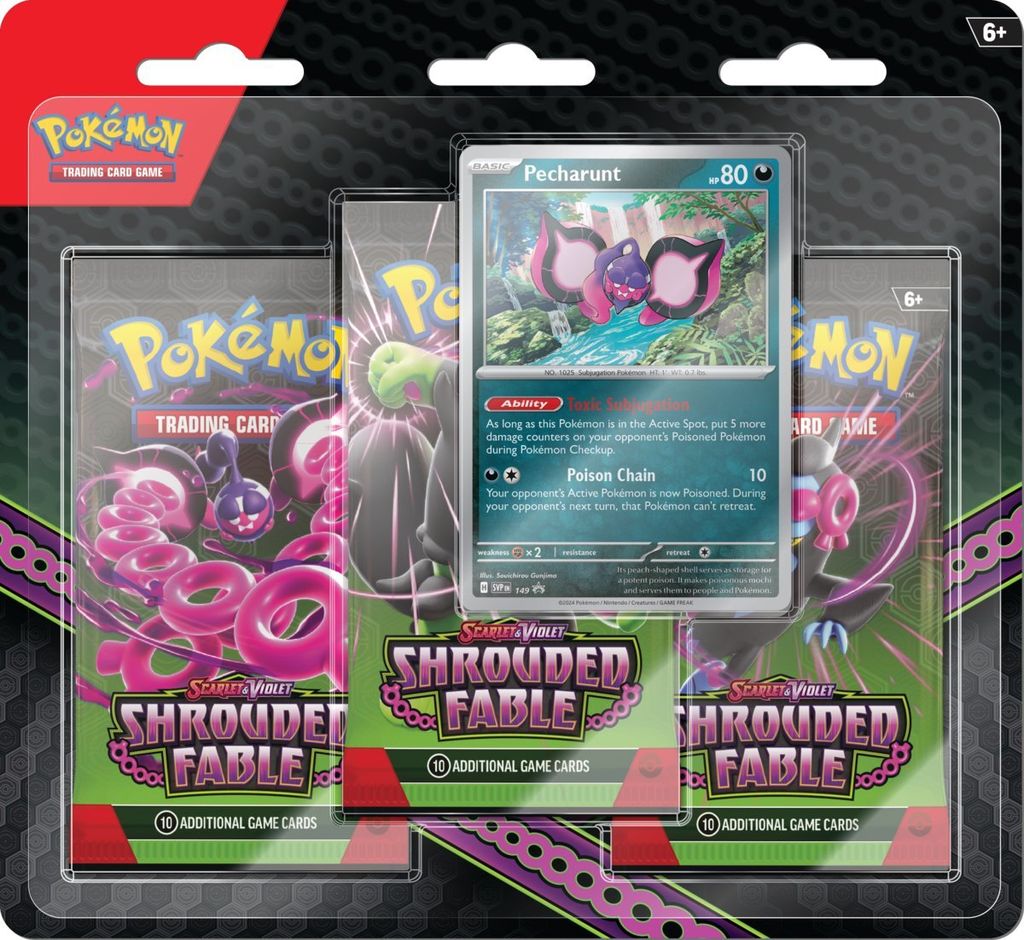 Pokemon Shrouded Fable: Pecharunt 3-Pack Blister Obrázek produktu 