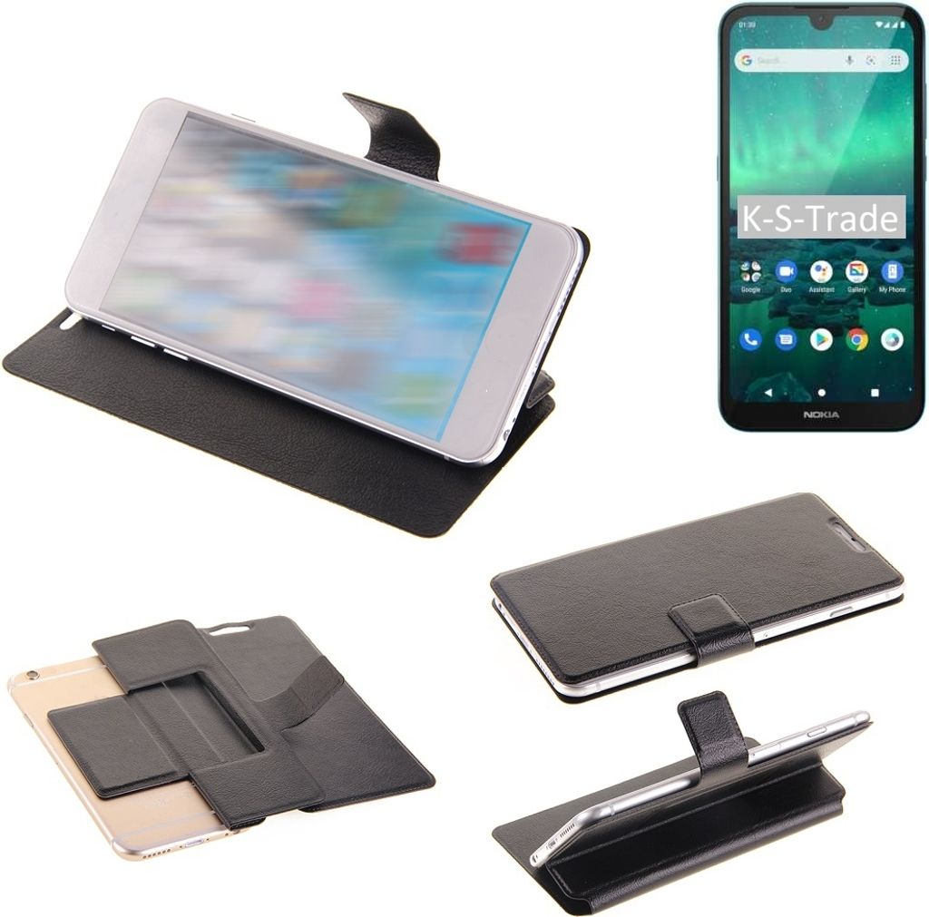 K-S-Trade Schutzhülle kompatibel mit Nokia 1.3 Schutzhülle Flip Cover Klapphülle Wallet Case Slim Handyhülle bookstyle schwarz