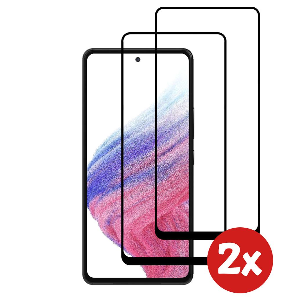 Displayschutzfolie passend für Samsung Galaxy A53 5G - Full Cover Tempered Glass mit rundem Rand - Tempered Glass mit abgerundeten Ecken - 2-Pack