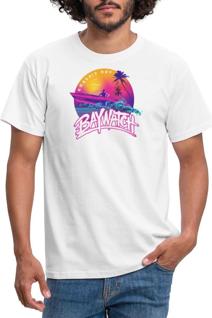 Spreadshirt Baywatch Boot Emerald Bay Männer T-Shirt, S, Weiß
