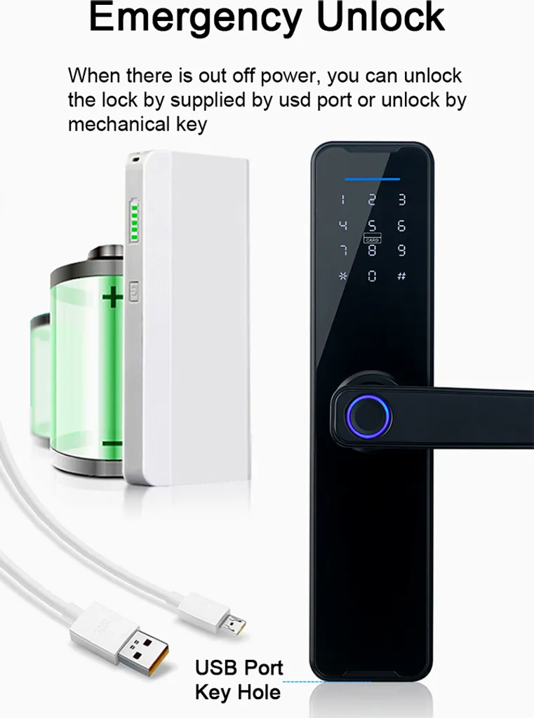 Verrou Intelligent WiFi à Code et Empreinte Digitale pour Porte d'Entrée