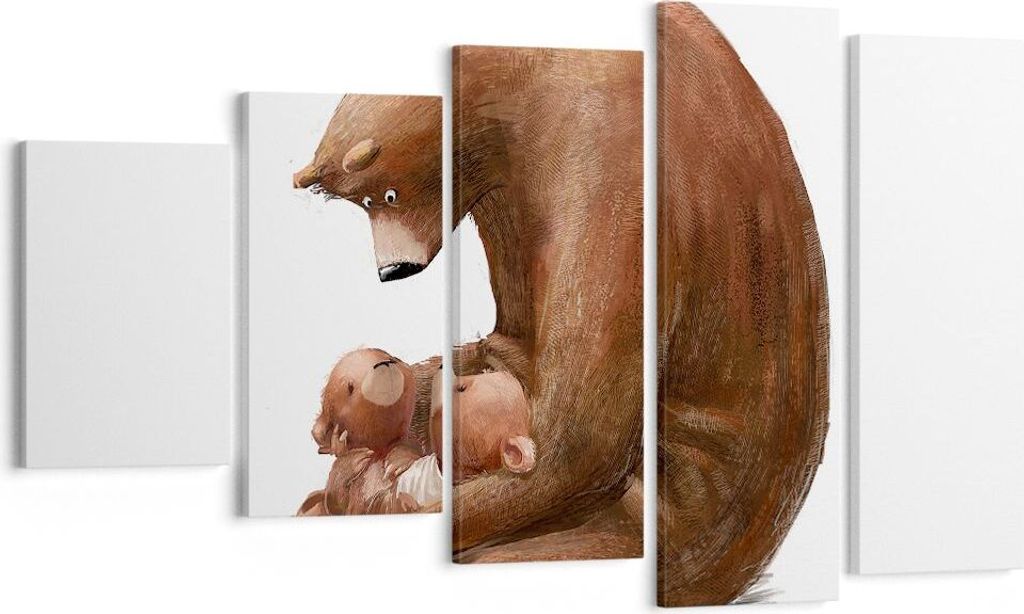 Bild auf Leinwand - Leinwandbild - 5 Teile - Bär Teddybären Kinder - 100x60cm - Wand Bild - Wanddeko - Wandbilder - Leinwanddruck - Bilder - Wand...