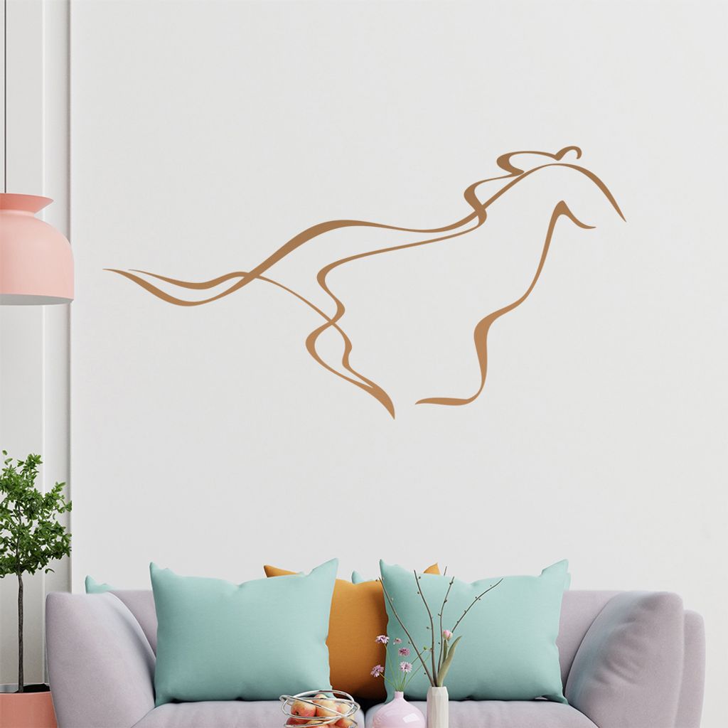 Pferd Linien Wandtattoo in 6 Größen - Wandaufkleber Wall Sticker - Dekoration, Küche, Wohnzimmer, Schlafzimmer, Badezimmer