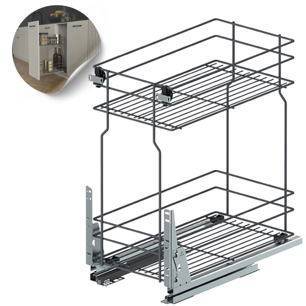 Unterschrankauszug Anthrazit Schrankauszug Bodenschiene Küchenauszug 25cm