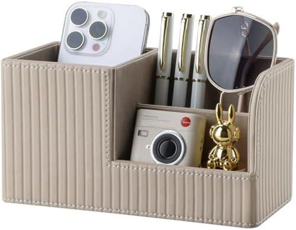 Stifte Organizer, Kunstleder Stiftehalter Schreibtisch Mit 3 Taschen, Stiftebox Stifteköcher, Schreibtisch Organizer Stifte für Büro/Zuhause (Be...