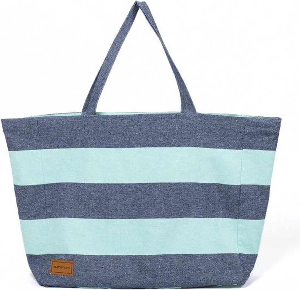 Cabas de courses réversible et sac de plage femme à rayures bicolores
