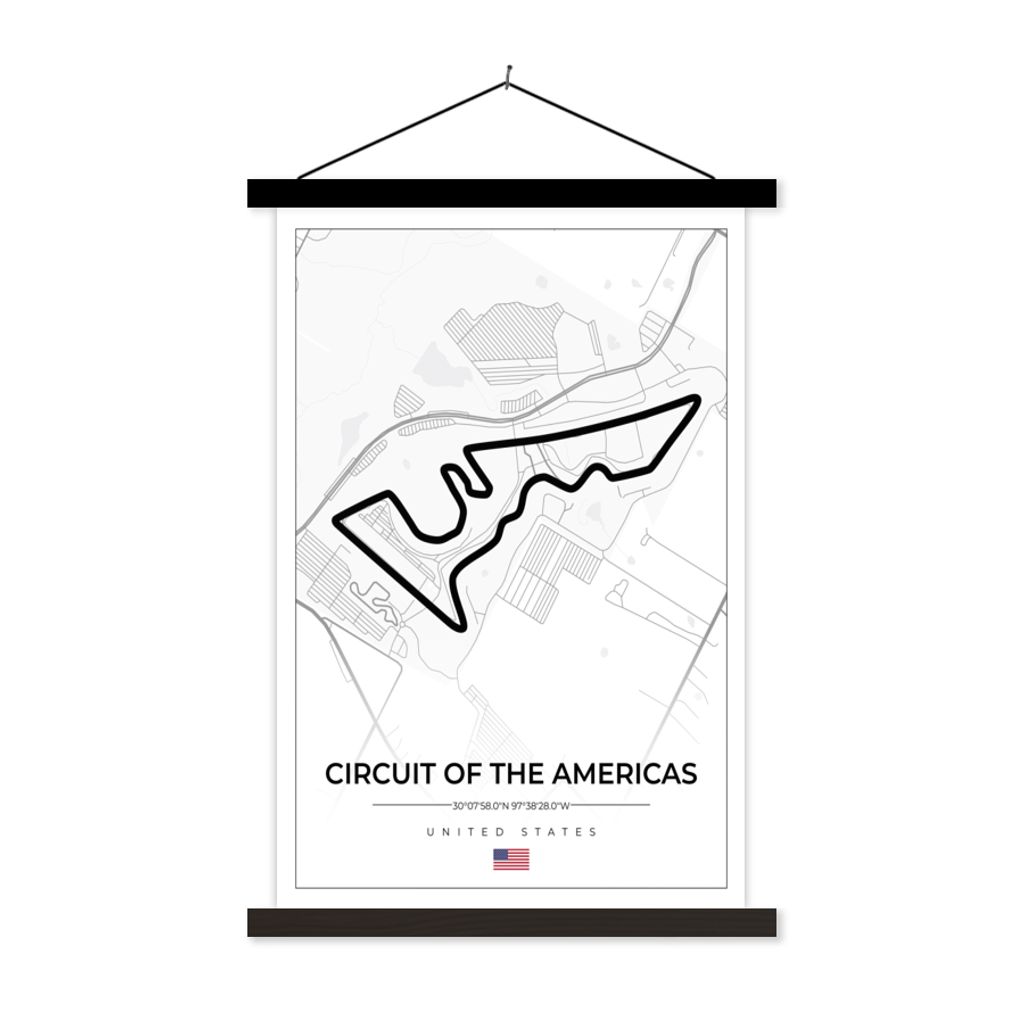 MuchoWow Textilposter Amerika - Rennstrecke - Formel 1 - Circuit of the Americas - Rennsport - Weiß 40x60 cm mit schwarzem Rahmen - Wanddekorati...