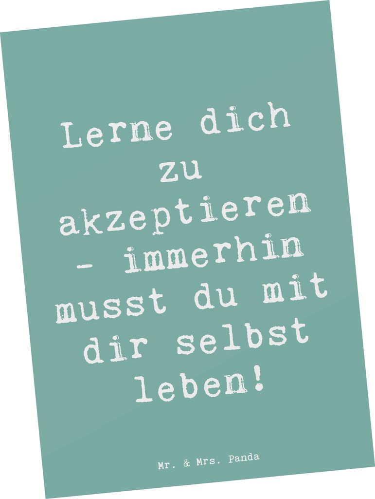 Mr. & Mrs. Panda Postkarte Spruch Selbstakzeptanz Lernen - Produktbild 