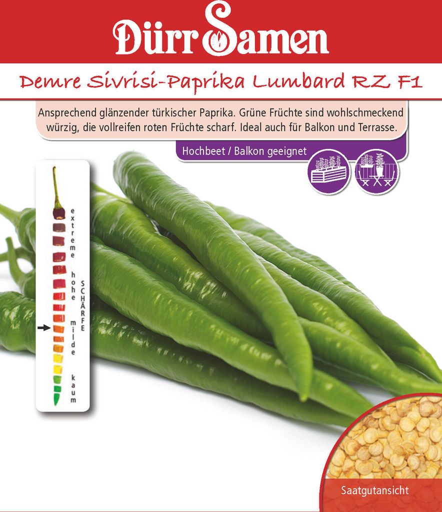 Demre Sivrisi-Paprika Lumbard RZ F1 | Sivrisi-Paprikasamen Produktbild 