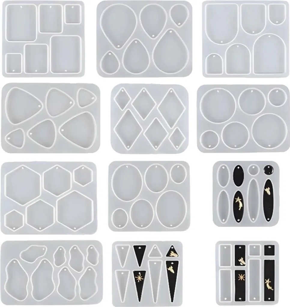 Stampi per orecchini in silicone, 12 misure, forme diverse, facili da usare, BIANCO
