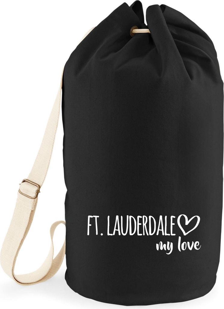 Huuraa Seesack Ft. Lauderdale my love 20 Liter Black Baumwolle Rucksack Geschenkidee