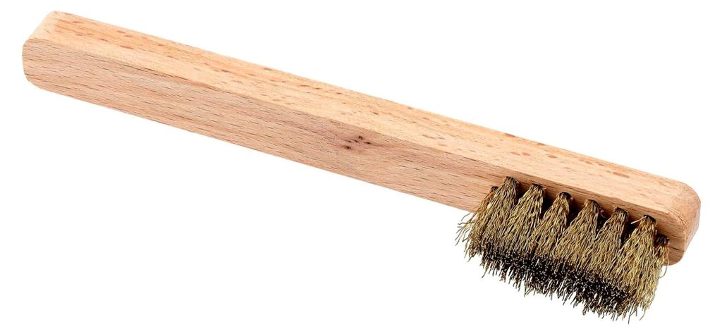 Zündkerzenbürste mit Holzgriff und Messingdraht