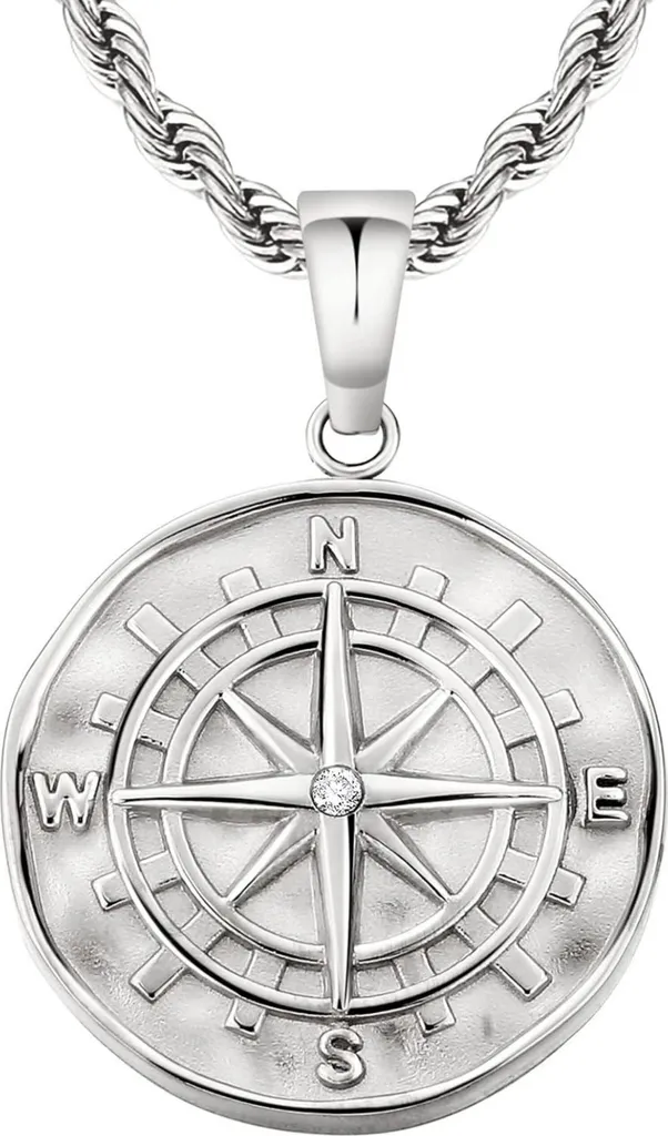 Collana Uomo Acciaio Inox Bussola Argento 55,9cm - Robusta