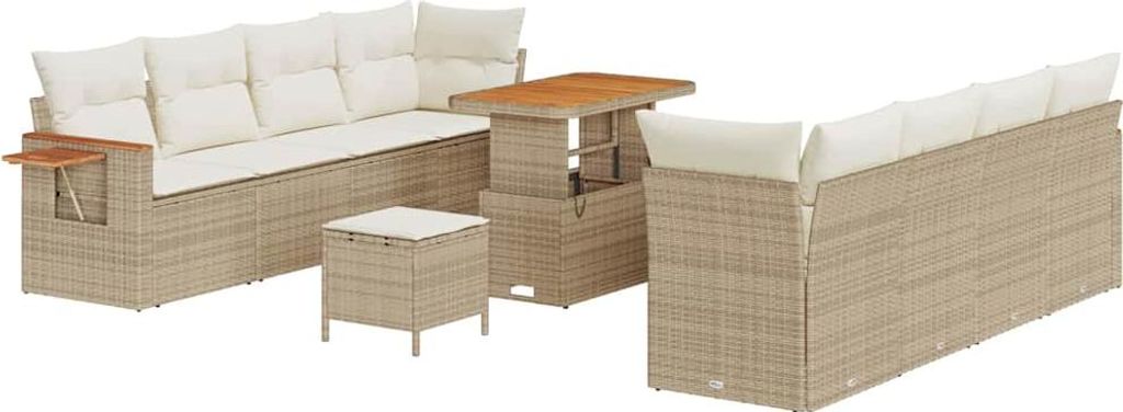 Möbel Garten-Sofa-Set - Outdoor-Lounge-Set - mit Kissen mit Speicher Beige Poly Rattan - Gartengarnitur - Gartensofas CLORIS6169399