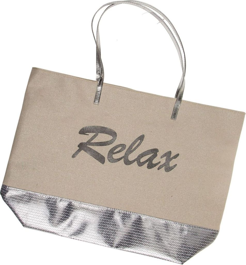 Shopper Einkaufstasche silber oder gold 50x36cm Einkaufsshopper Tragetasche, Farbe:silber