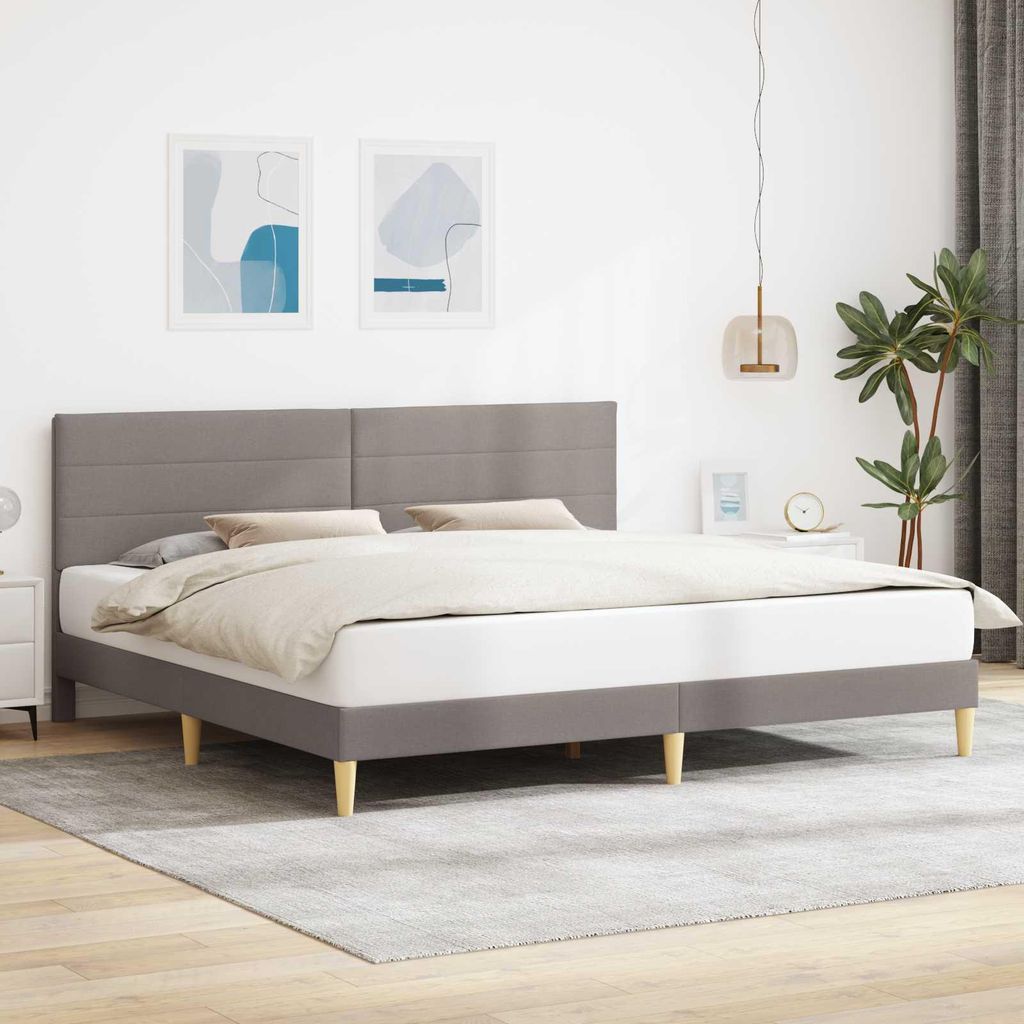 Maison Exclusive - Bettrahmen mit Kopfteil Taupe 180 x 200 cm Stoff